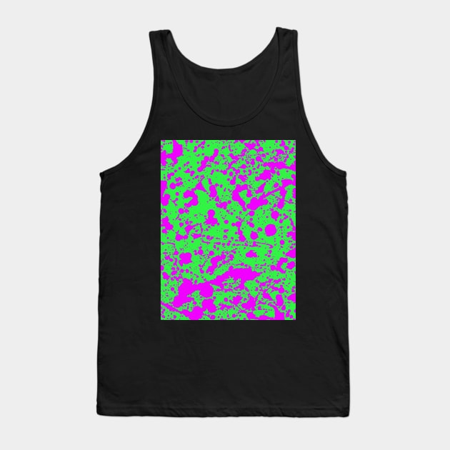 Hotpink Spray Splatter Mess On Slime Green Tank Top by Pulpixel